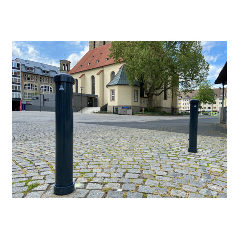 Schake Stilpoller Typ 4971FB, herausnehmbar + Dreikantverschluß, Ø 108mm + Zierringen, beschichtet, Überflur 750mm