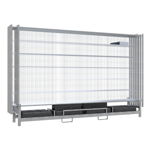 Schake Twintraverse für 10 Bauzäune und 10 Fußplatten