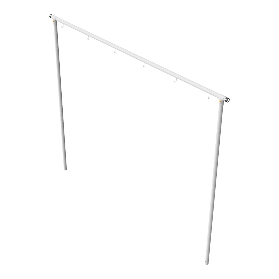 Schake Wäschetrockengerüst Ø48mm, Querstange 3,00m, 6 Haken einseitig, gebogen