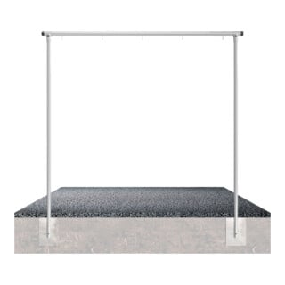 Schake Wäschetrockengerüst Ø60mm, Querstange 2,50m, 5 Haken einseitig, gebogen