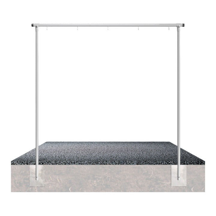 Set Schake Wäschetrockengerüst Ø60mm, Querstange 3,00m, 6 Haken einseitig + Aufpreis für Mehrhaken für Wäschesystem (gebogen) (Aufpreis je Haken)