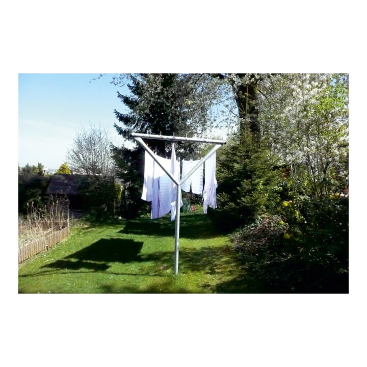 Schake Wäschetrockengerüst Ø60mm, Querstange 2,50m, 5 Haken einseitig, gebogen