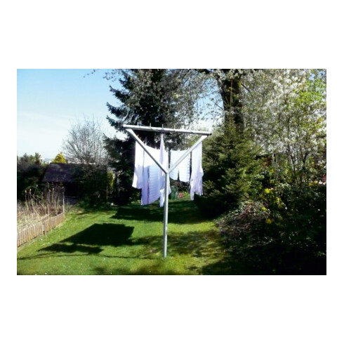 Schake Wäschetrockengerüst Ø60mm, Querstange 3,00m, 6 Haken einseitig, gebogen