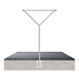 Schake Wäschetrockengerüst Y, Form, Ø 60mm bestehend aus : Querrohr + 8 Rundstiften Ø 10 x 40 mm Gesamtbreite: 1500 mm Gesamthöhe: 2500 mm + Erdanker, feuerverzinkt