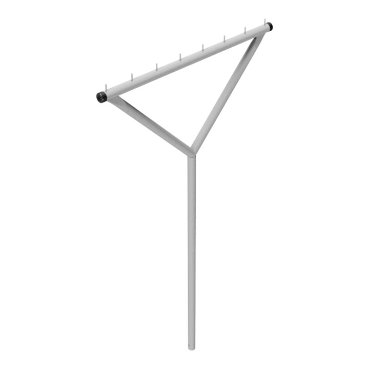 Schake Wäschetrockengerüst Y, Form, Ø 60mm bestehend aus : Querrohr + 8 Rundstiften Ø 10 x 40 mm Gesamtbreite: 1500 mm Gesamthöhe: 2500 mm + Erdanker, feuerverzinkt