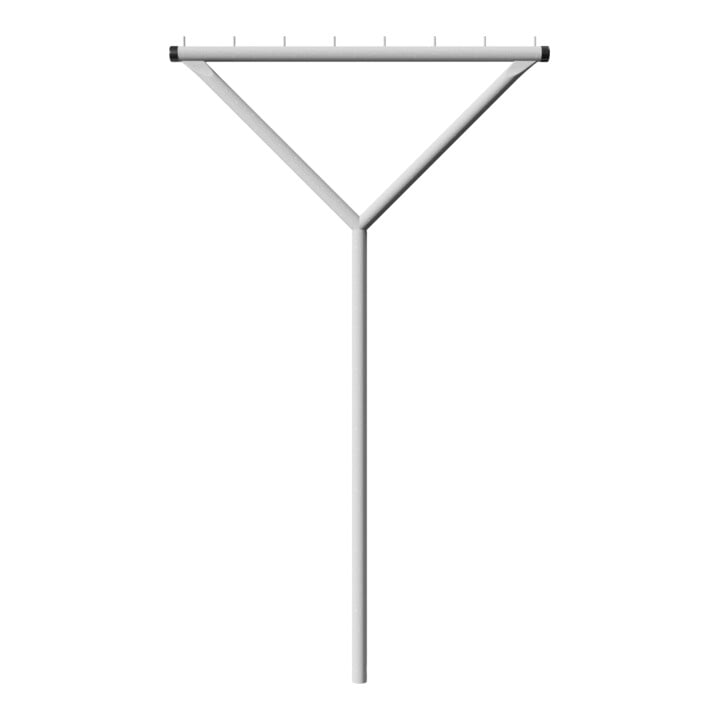 Schake Wäschetrockengerüst Y, Form, Ø 60mm bestehend aus : Querrohr + 8 Rundstiften Ø 10 x 40 mm Gesamtbreite: 1500 mm Gesamthöhe: 2500 mm + Erdanker, feuerverzinkt