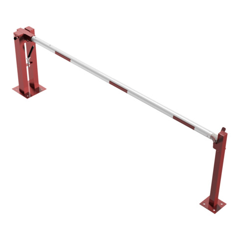 Schake Wegeschranken 3m + fester Auflagestütze, Bodenplatte zum Aufdübeln + Dreikantverschluß Stahlkonstruktion 120x80mm