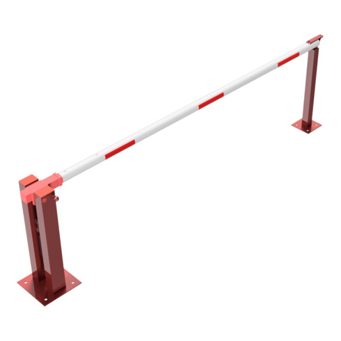 Schake Wegeschranken 3m + fester Auflagestütze, Bodenplatte zum Aufdübeln, für Vorhangschloß Stahlkonstruktion 120x80mm