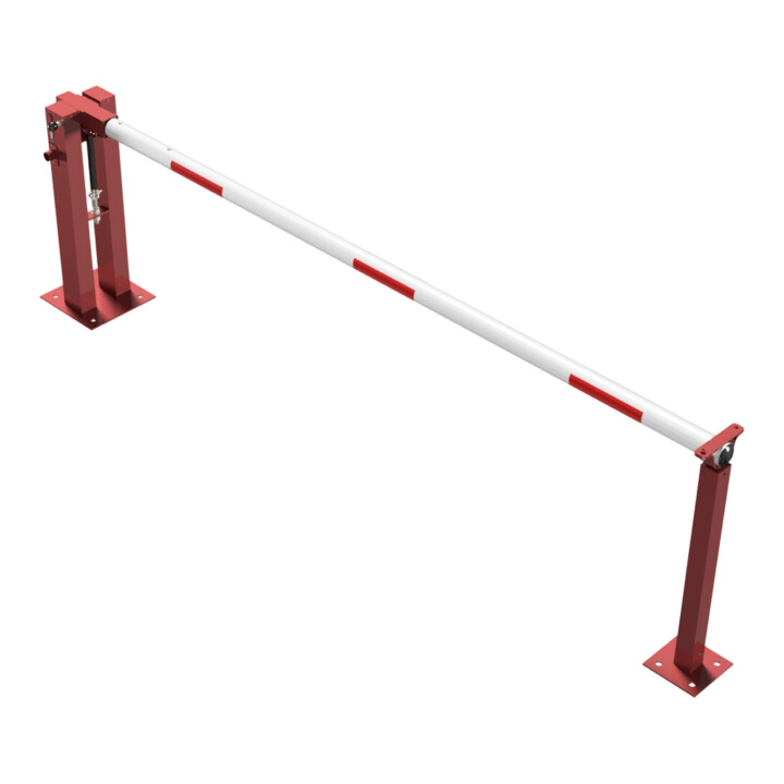 Schake Wegeschranken 3m + fester Auflagestütze, Dreikantverschluss Stahlkonstruktion 120x80mm