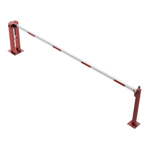 Schake Wegeschranken 4m + fester Auflagestütze, Bodenplatte zum Aufdübeln + Dreikantverschluß Stahlkonstruktion 120x80mm