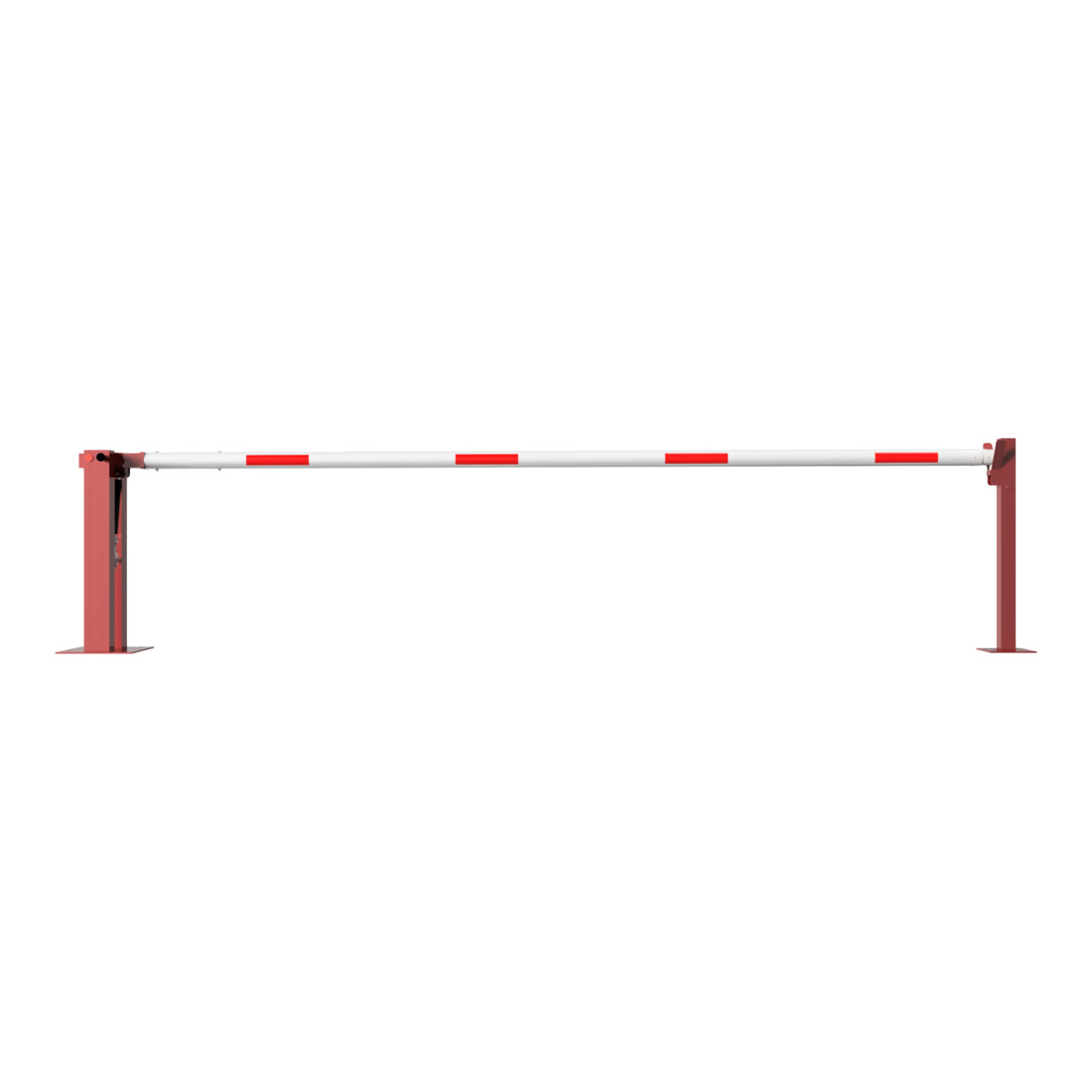 Schake Wegeschranken 4m + fester Auflagestütze, Bodenplatte zum Aufdübeln + Dreikantverschluß Stahlkonstruktion 120x80mm