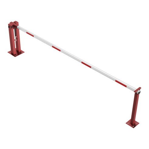 Schake Wegeschranken 4m + fester Auflagestütze, Bodenplatte zum Aufdübeln, für Vorhangschloß Stahlkonstruktion 120x80mm