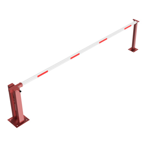 Schake Wegeschranken 4m + fester Auflagestütze, Bodenplatte zum Aufdübeln, für Vorhangschloß Stahlkonstruktion 120x80mm