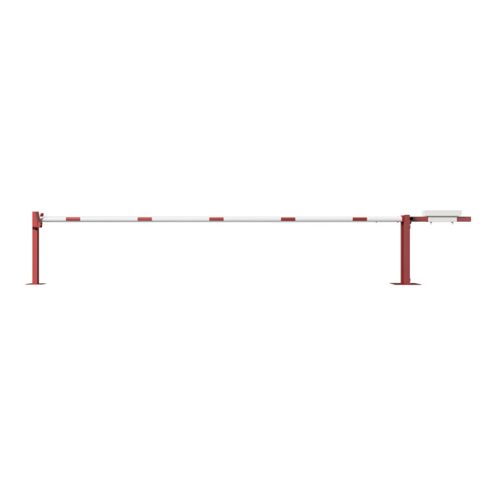Schake Wegeschranken 5m + fester Auflagestütze, Bodenplatte zum Aufdübeln + Dreikantverschluß Höhe 950 Überflur verzinkt, beschichtet