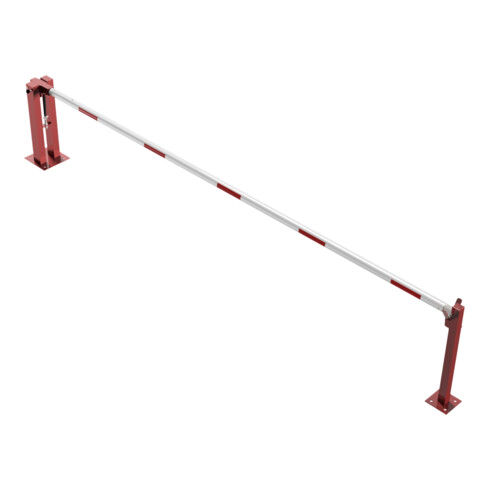 Schake Wegeschranken 5m + fester Auflagestütze, Bodenplatte zum Aufdübeln + Dreikantverschluß Stahlkonstruktion 120x80mm