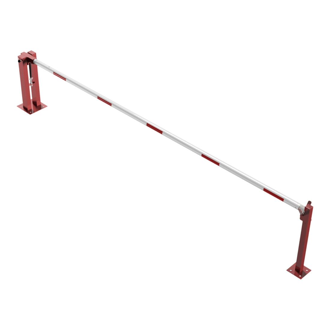 Schake Wegeschranken 5m + fester Auflagestütze, Bodenplatte zum Aufdübeln + Dreikantverschluß Stahlkonstruktion 120x80mm