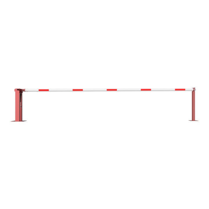Schake Wegeschranken 5m + fester Auflagestütze, Bodenplatte zum Aufdübeln, für Vorhangschloß Stahlkonstruktion 120x80mm