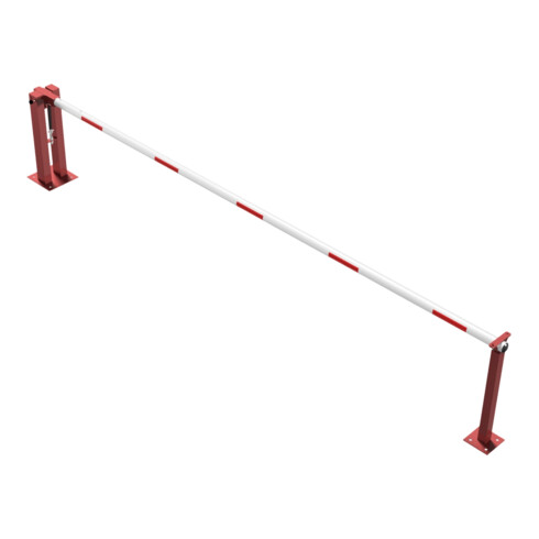 Schake Wegeschranken 5m + fester Auflagestütze, Bodenplatte zum Aufdübeln, für Vorhangschloß Stahlkonstruktion 120x80mm