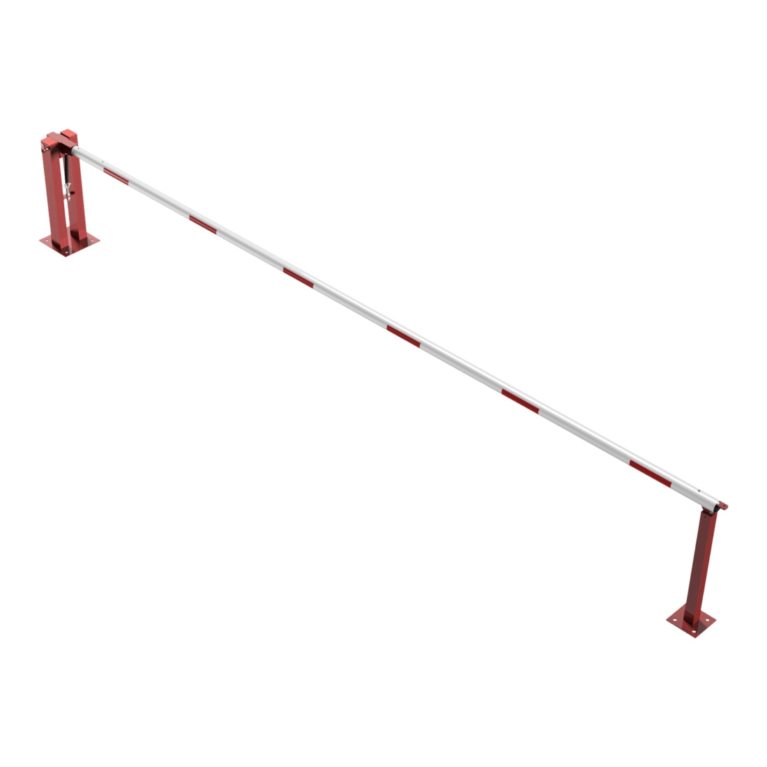 Schake Wegeschranken 6m + fester Auflagestütze, Bodenplatte zum Aufdübeln, für Vorhangschloß Stahlkonstruktion 120x80mm