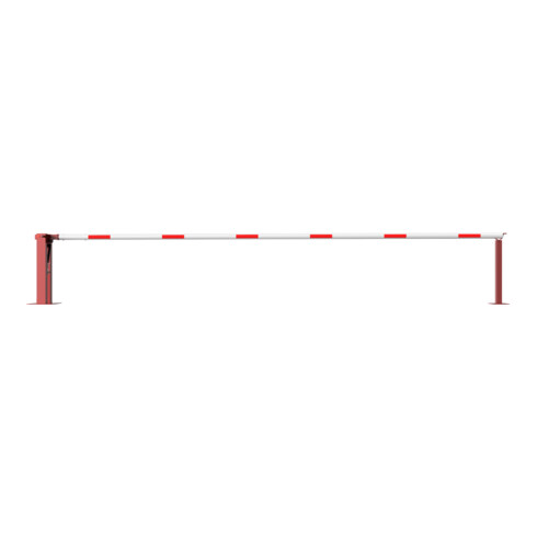 Schake Wegeschranken 6m + fester Auflagestütze, Bodenplatte zum Aufdübeln, für Vorhangschloß Stahlkonstruktion 120x80mm