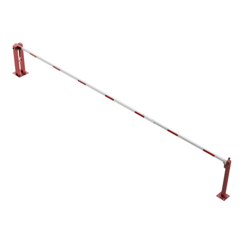 Schake Wegeschranken 7m + fester Auflagestütze, Bodenplatte zum Aufdübeln + Dreikantverschluß Stahlkonstruktion 120x80mm