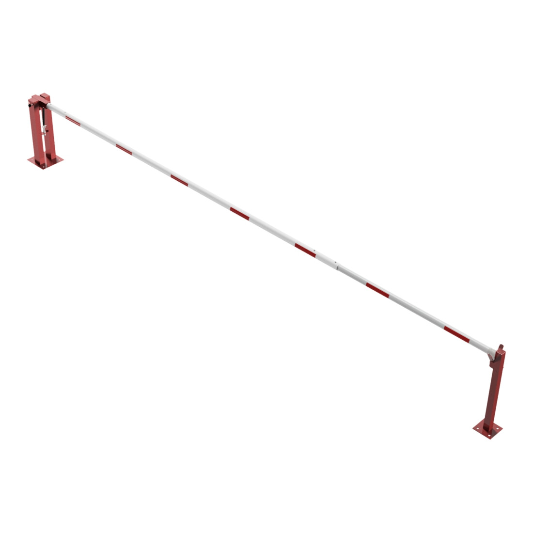Schake Wegeschranken 7m + fester Auflagestütze, Bodenplatte zum Aufdübeln + Dreikantverschluß Stahlkonstruktion 120x80mm