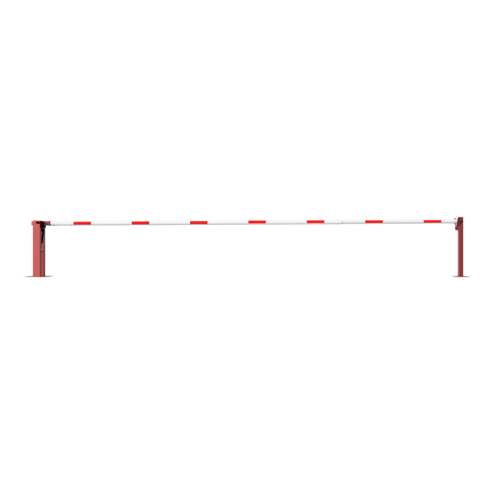 Schake Wegeschranken 7m + fester Auflagestütze, Bodenplatte zum Aufdübeln + Dreikantverschluß Stahlkonstruktion 120x80mm