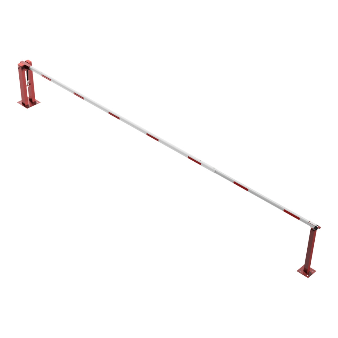 Schake Wegeschranken 7m + fester Auflagestütze, Bodenplatte zum Aufdübeln, für Vorhangschloß Stahlkonstruktion 120x80mm