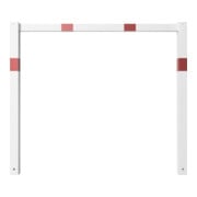 Schake Wegesperren 1,50m feststehend, weiß, beschichtet, + rot reflektierenden Leuchtstreifen, ohne Knieholm, kpl verschweißt-5