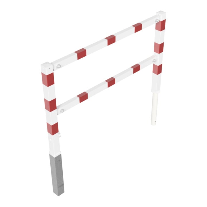 Schake Wegesperren 1,50m + Knieholm + Dreikantverschluss, schwenkbar, weiß / rot