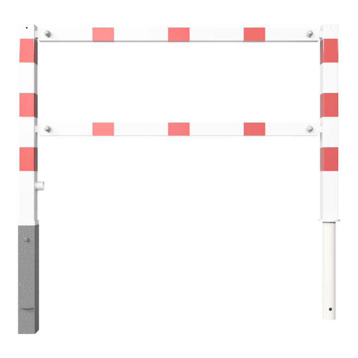 Schake Wegesperren 1,50m + Knieholm + Dreikantverschluss, schwenkbar, weiß / rot