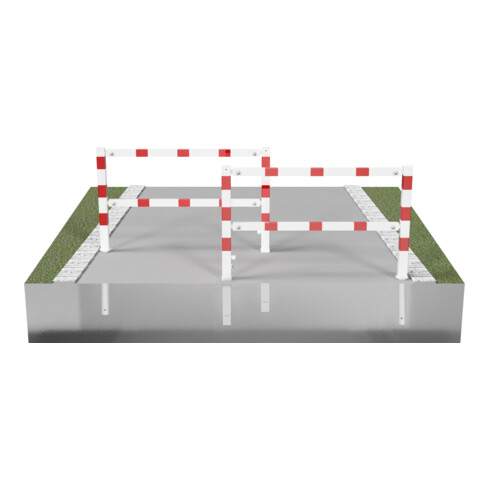 Schake Wegesperren 1,50m ohne Knieholm + Dreikantverschluss, schwenkbar, weiß / rot