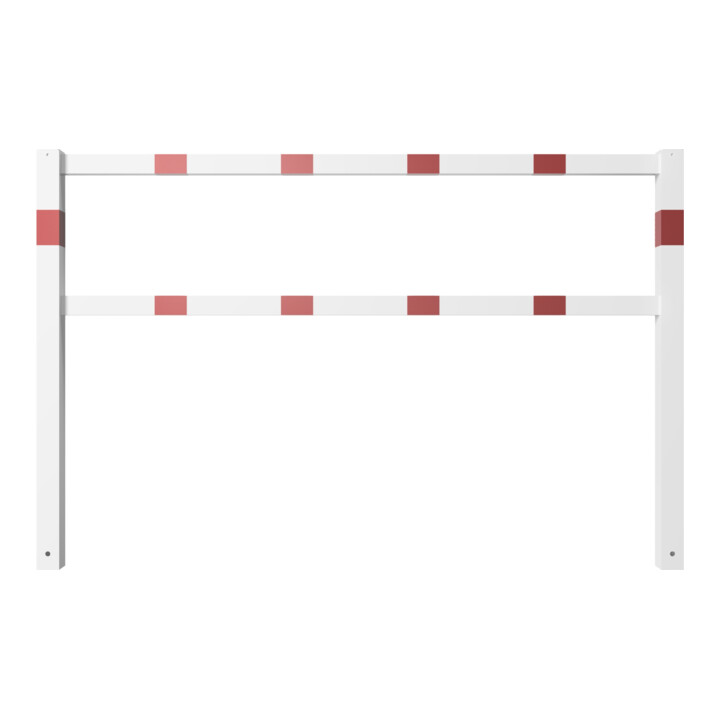 Schake Wegesperren 2,00m + Knieholm, weiß, beschichtet, + rot reflektierenden Leuchtstreifen kpl. verschweißt