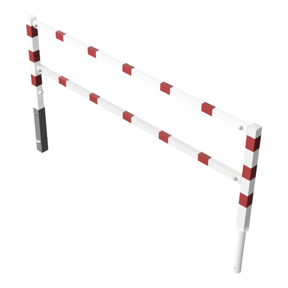 Schake Wegesperren 2,50m + Knieholm + Dreikantverschluss, schwenkbar, weiß / rot