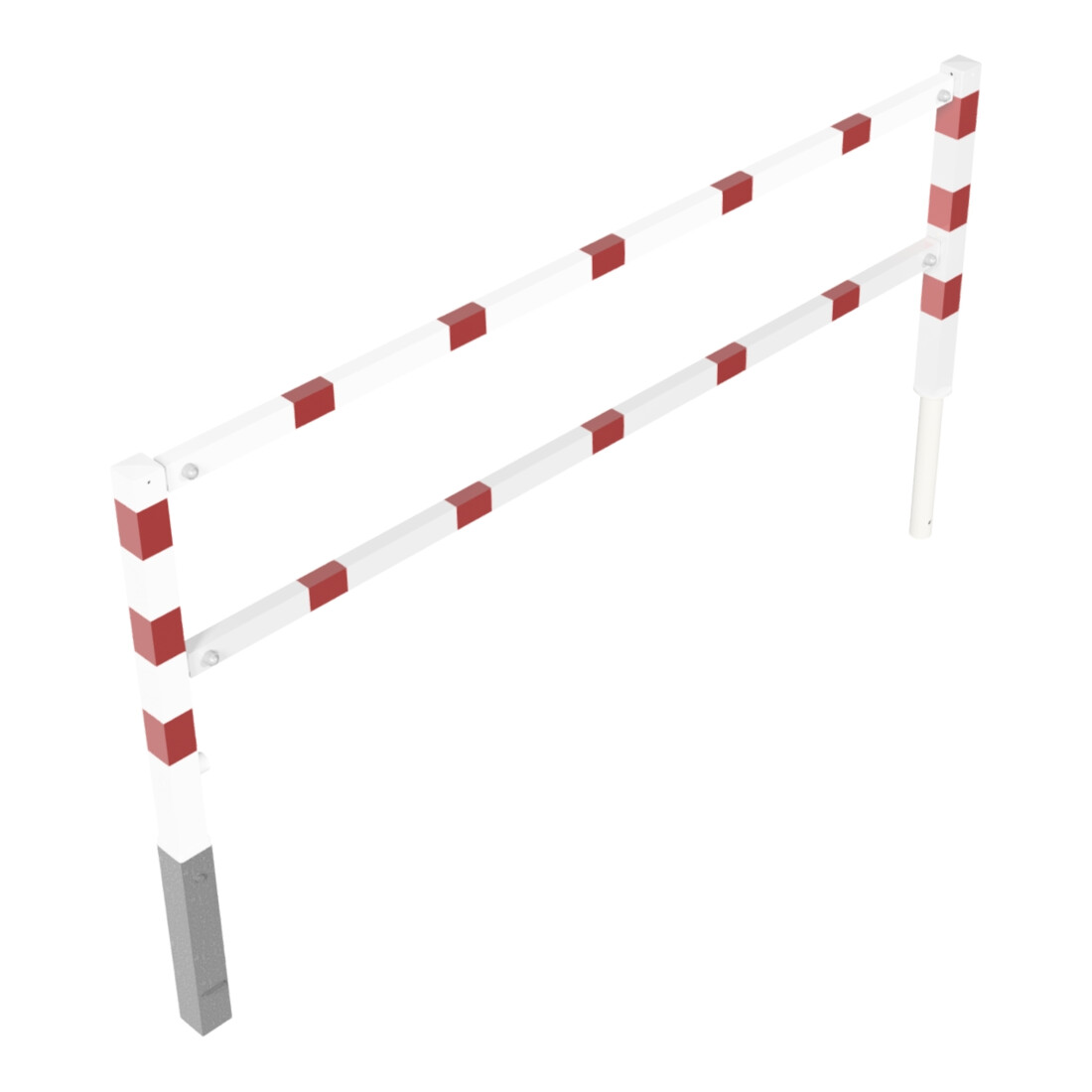 Schake Wegesperren 2,50m + Knieholm + Dreikantverschluss, schwenkbar, weiß / rot