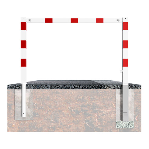 Schake Wegesperren 2,50m ohne Knieholm + Dreikantverschluss, schwenkbar, weiß / rot