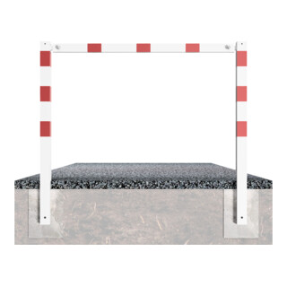 Schake Wegesperren 3,00m feststehend, weiß, beschichtet, + rot reflektierenden Leuchtstreifen, ohne Knieholm