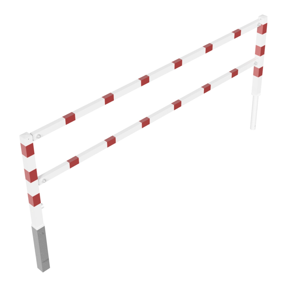Schake Wegesperren 3,00m + Knieholm + Dreikantverschluss, schwenkbar, weiß / rot