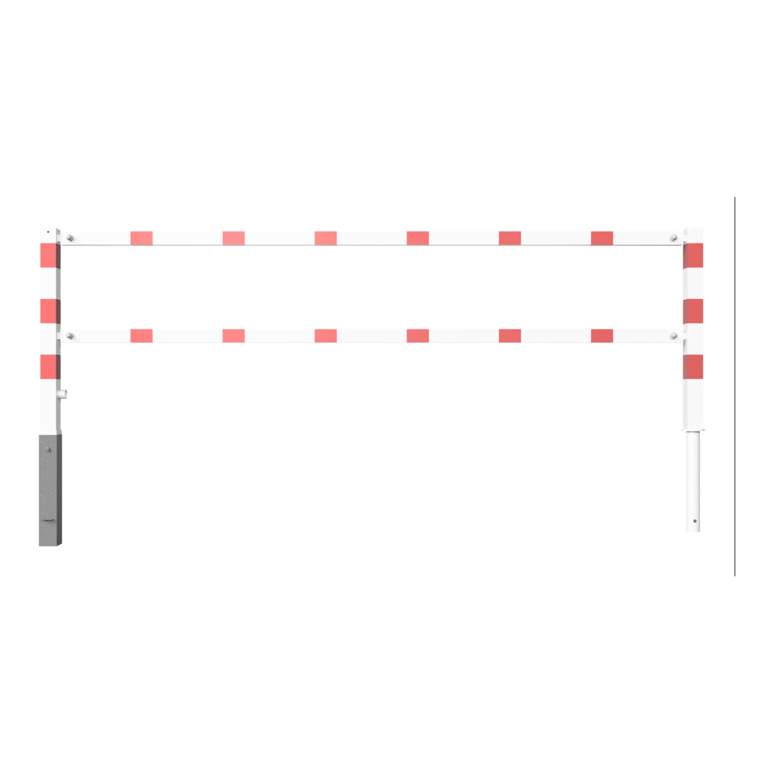 Schake Wegesperren 3,00m + Knieholm + Dreikantverschluss, schwenkbar, weiß / rot
