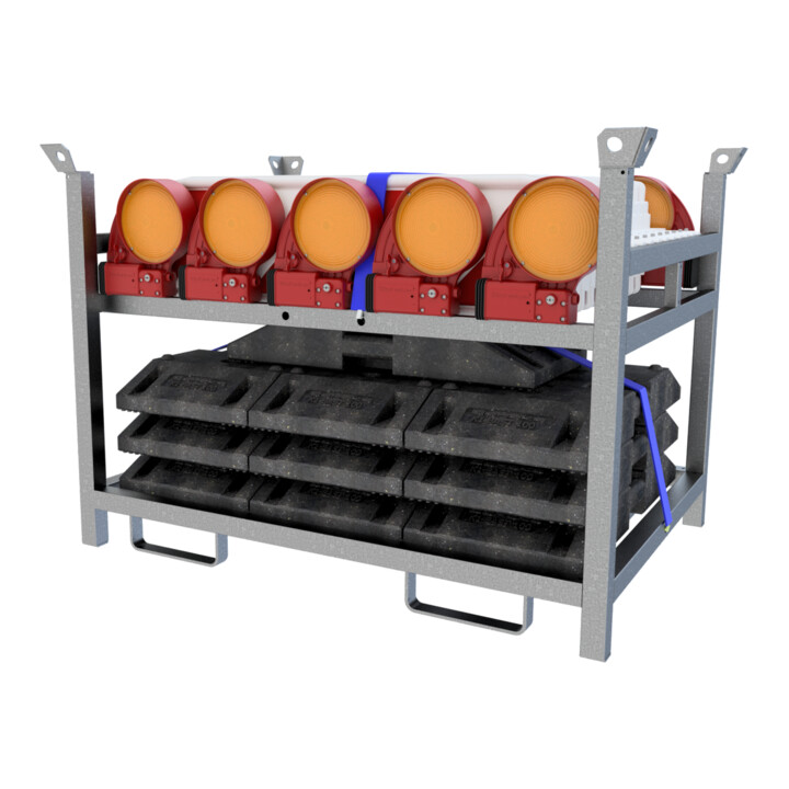 Schake Wendebaken mit Fußplatten und Bakenleuchten 36NOX-G2-SET3 doppelseitig schraffiert