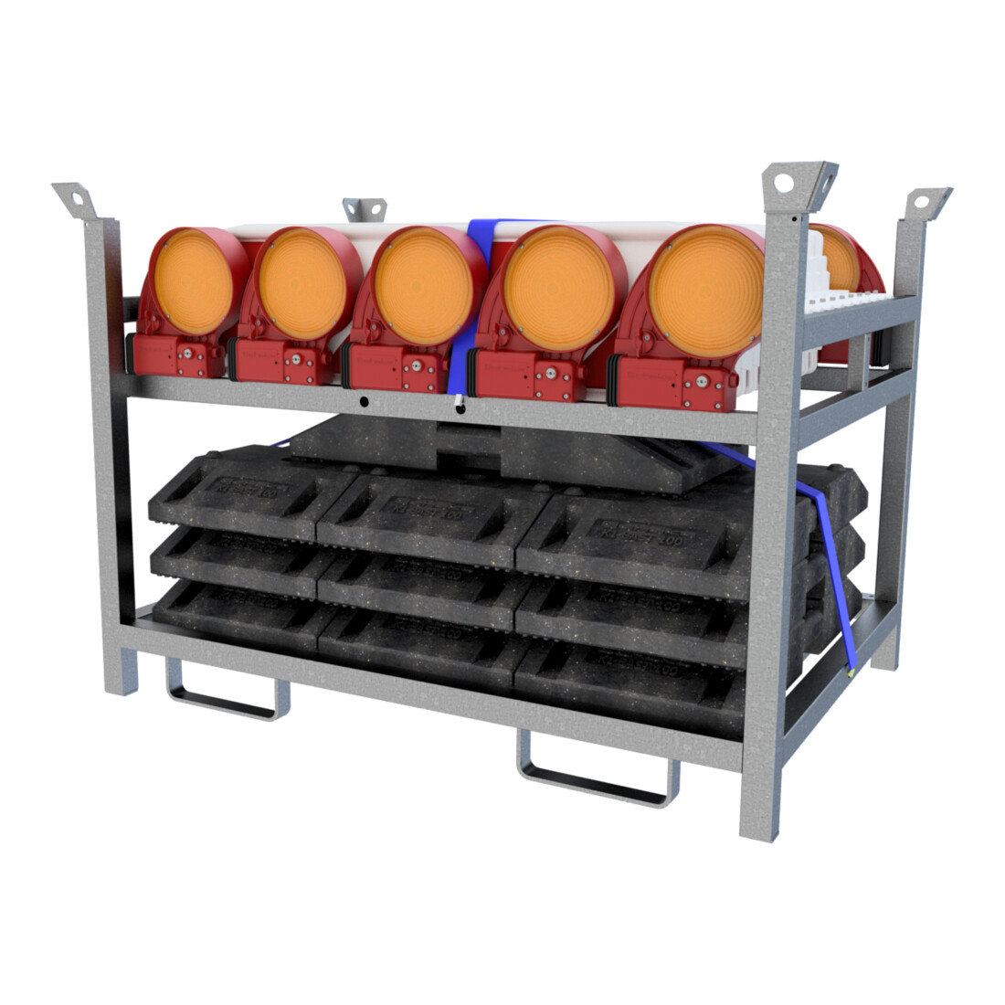 Schake Wendebaken mit Fußplatten und Bakenleuchten 36NOX-G2-SET3 doppelseitig schraffiert