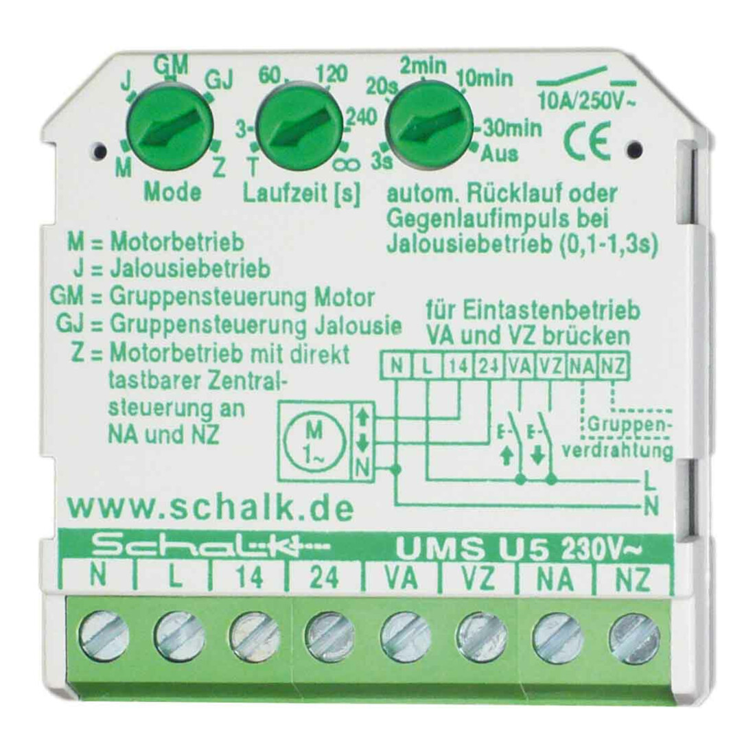 Schalk Commande OUVRIR/FERMER 230VAC, 2S, 10A UMS U5 (230V AC)
