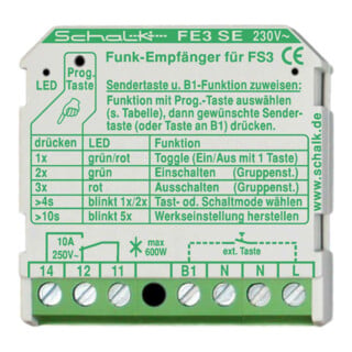 Schalk Interrupteur récepteur radio 1 canal encastré, 18,5 mm FE3 SE (230 V AC)