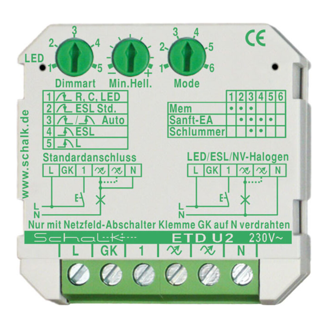 Schalk Universal-Tastdimmer UP 230VAC 0-500VA ETD U2