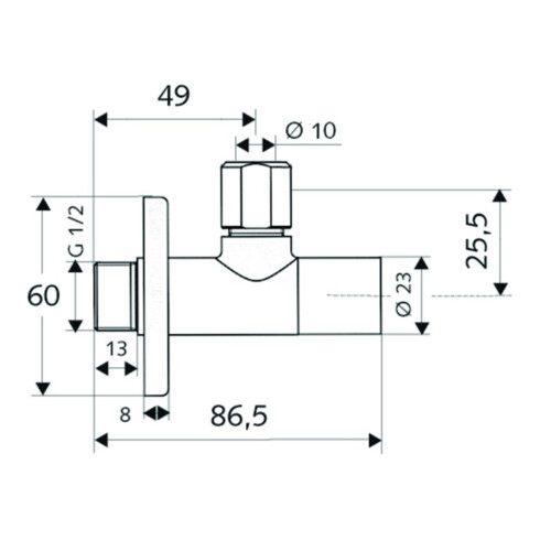 Schell Design-Eckventil STILE 1/2" chrom