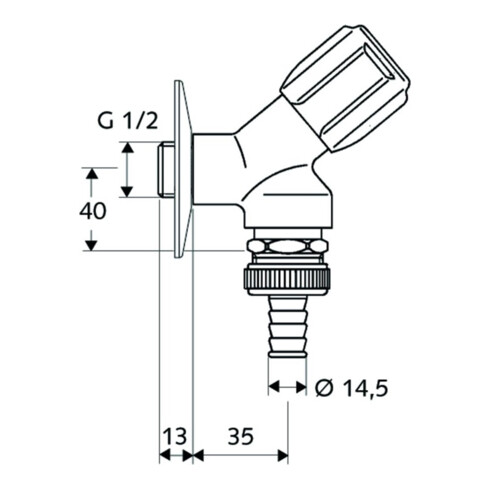Schell Geräteschrägsitzventil COMFORT chrom, mit RFV und RB 1/2"