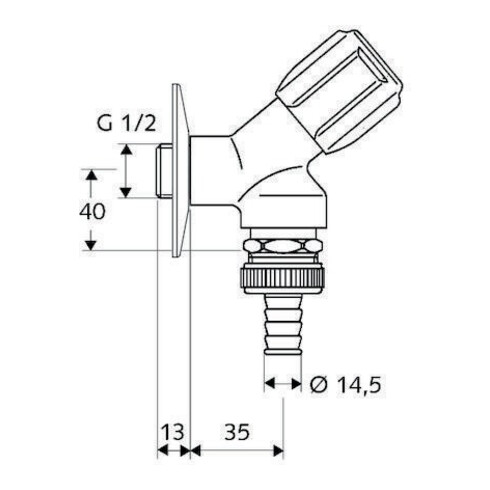Schell Geräteschrägsitzventil COMFORT chrom, mit RFV und RB 1/2"