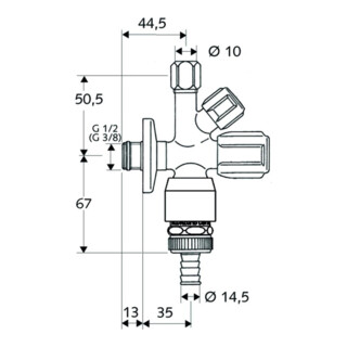 Schell Kombinations-Eckventil COMFORT chrom, mit Rohrbelüfter 1/2"