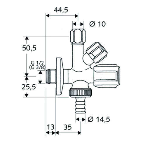 Schell Kombinations-Eckventil COMFORT chrom, ohne ASAG 1/2"