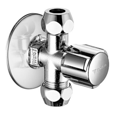 Schell Robinet d'angle COMFORT G 1/2 AGxG 3/8 AG, avec 2 sorties, chromé